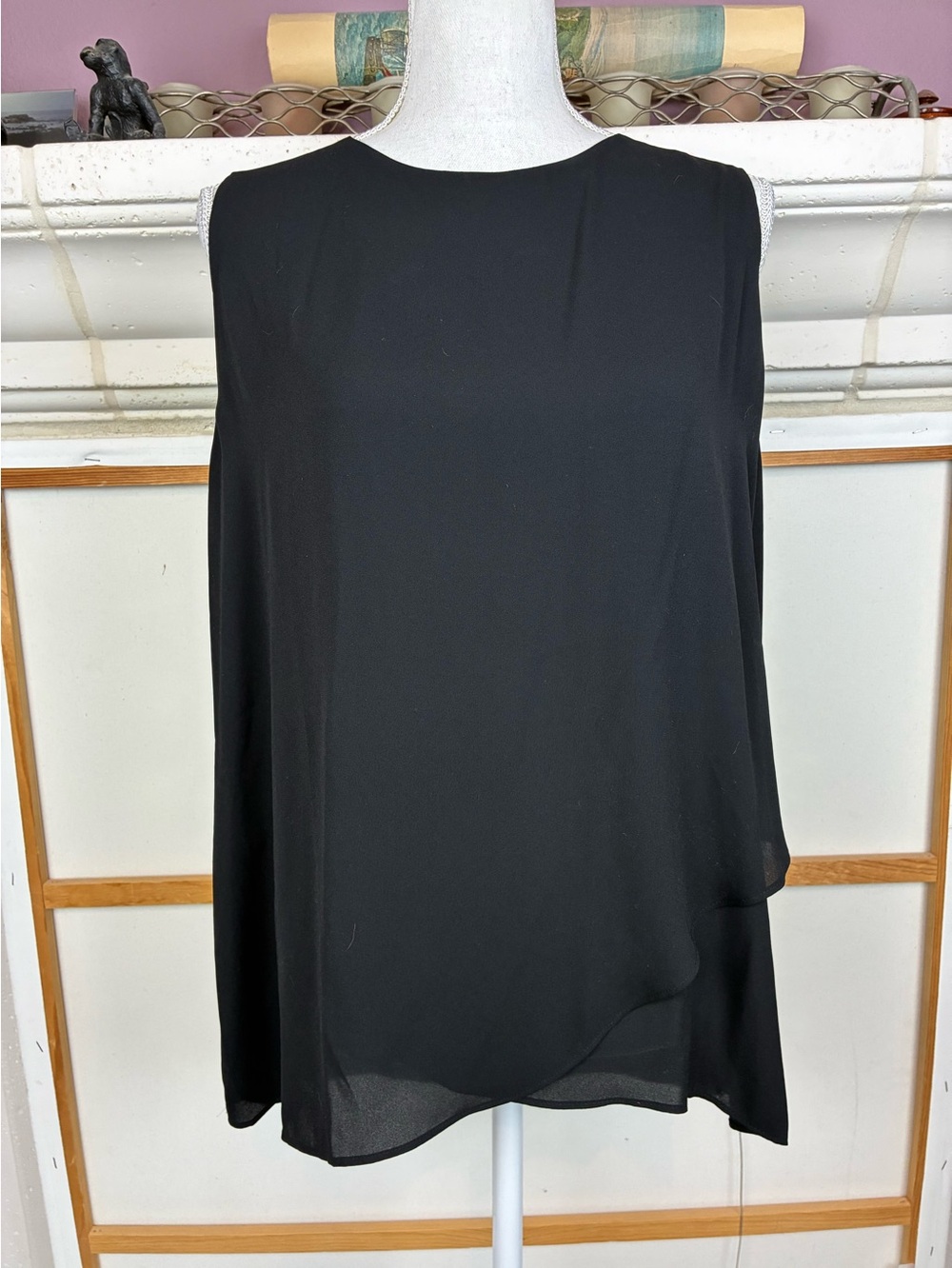 Chico's NWT Sleeveless chiffon Assymeyric  Layered tunic w/ Back ZIp lined
